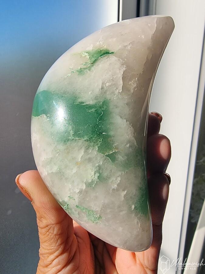Green Aventurine in Quartz Moon