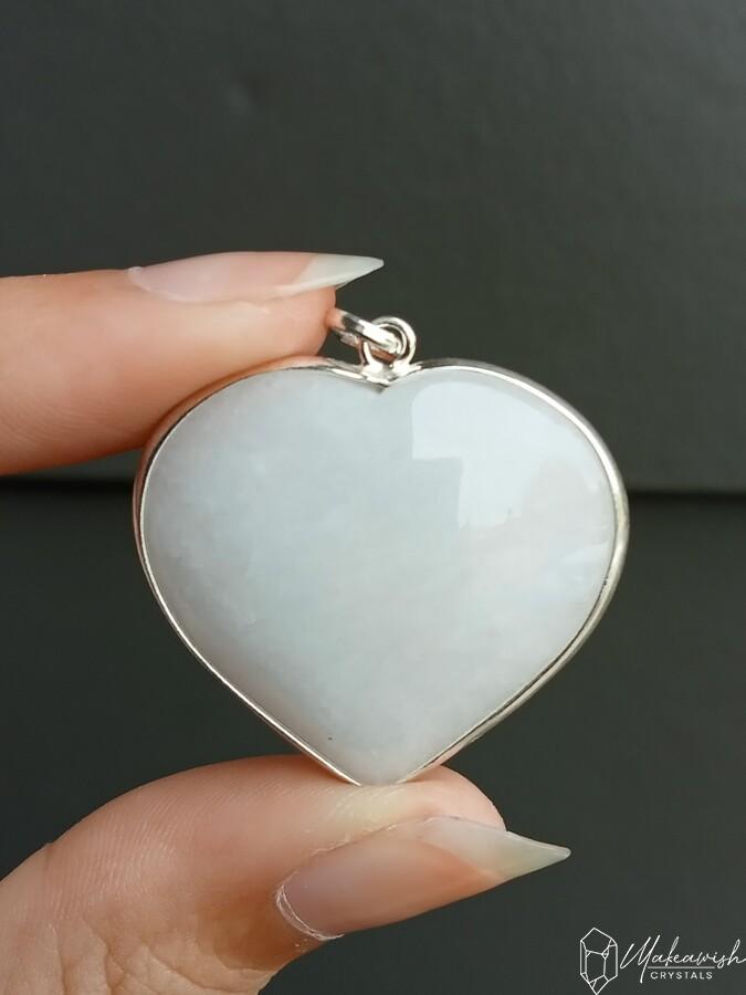 Milky Quartz Heart Pendant Sterling Silver