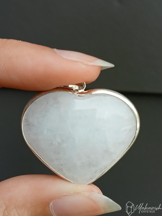 Milky Quartz Heart Pendant Sterling Silver